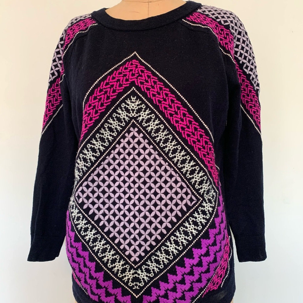 J. Crew Navy Sweater with Fine Embroidery